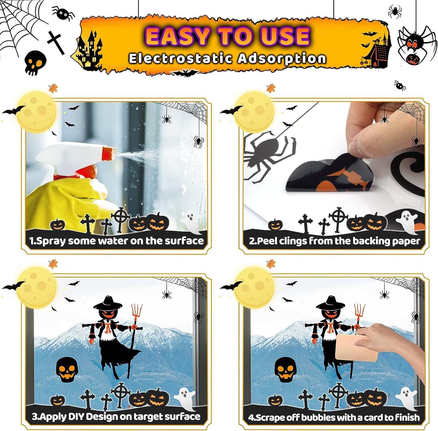 Halloween window stickers static decorative stickers